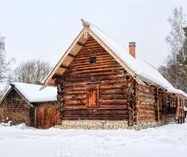 Old Peasant Farm of Kokorins in Snowfall